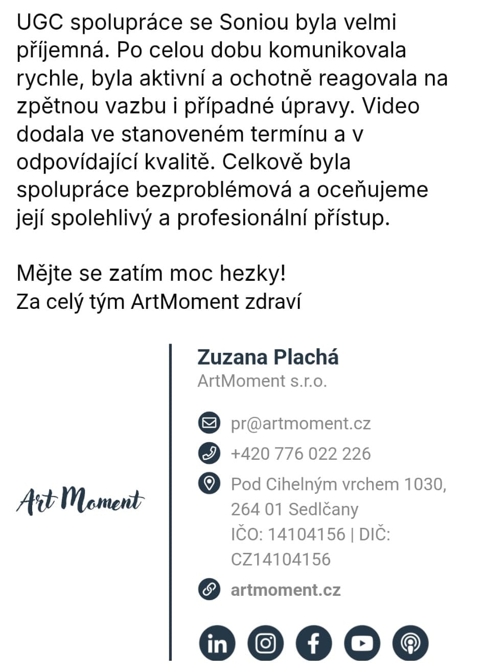 Ověřená reference klienta UGC Studia